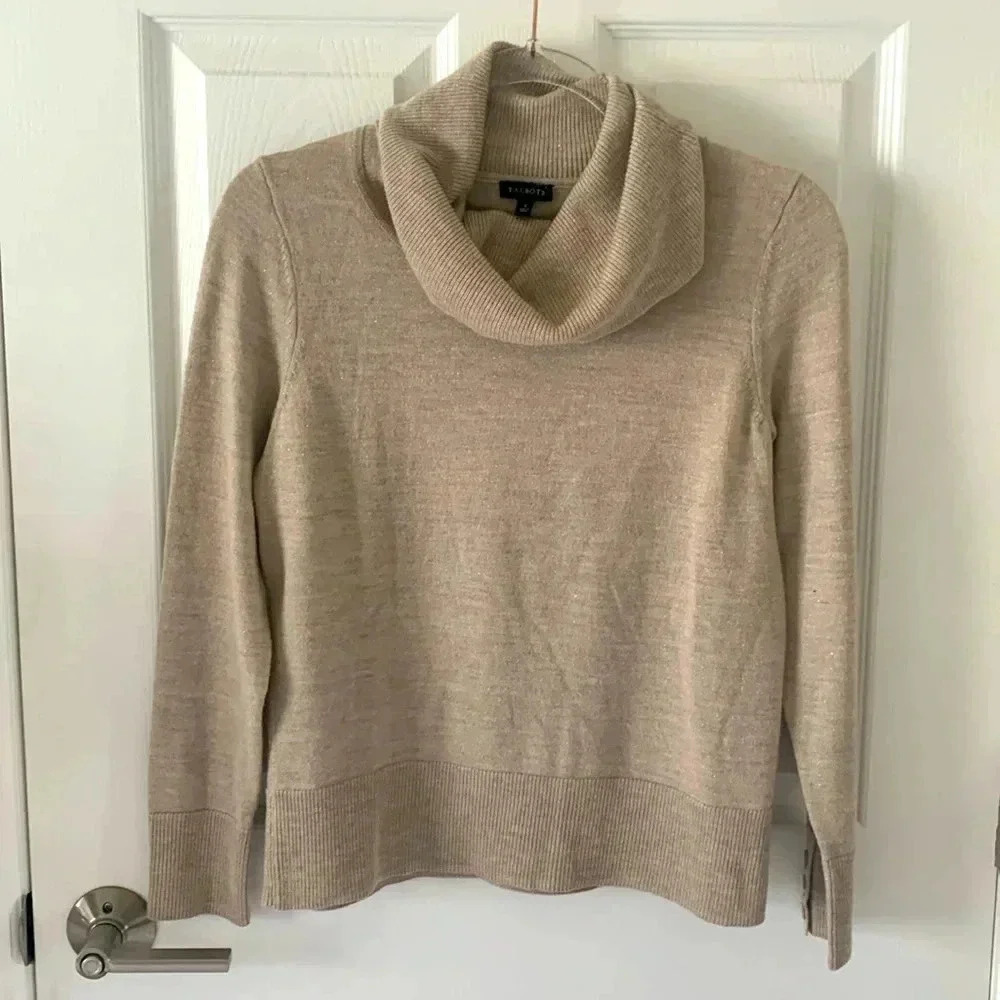 Talbots neutral tan/blush color turtleneck size small
